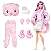 Barbie Cutie Reveal Doll with Pink Hair & Teddy Bear Costume, 10 Suprises Include Accessories & Pet (Styles May Vary)