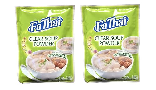 AquaNation Listing For Fa Thai Instant Clear Soup Powder, Seasoning for Thai Rice Noodles, BBQ, Sukiyaki, Hotpot, Congee & More, 5.82oz (165g) Halal Certified (Pack of 2, Clear Soup Powder) image 4