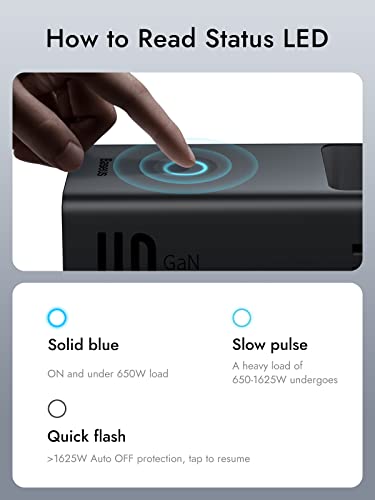 Baseus Power Strip Surge Protector 1200J - PD40W USB C Charger Extension Cord with 3 AC Outlets & 3 USB Port Fast Charging Charging Station for Office Dorm Room Home image 6