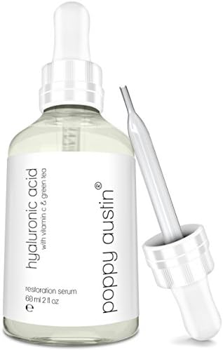 Poppy Austin 60mL Face Serum- Pure Hyaluronic Acid Serum for Face- Cruelty-Free Hydrating Serum with Vitamin C- Anti Wrinkle & Anti Aging Serum Moisturiser, Reduces Dry Skin, Fine Lines & Wrinkles