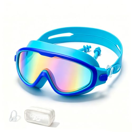 Image of Swim Goggles for Kids 6-12, Wide View Anti-Fog UV Protection No Leaking,Boys Girls Youth Swimming Goggles