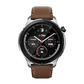 O relógio inteligente Amazfit GTR 4 A2166 tem GPS, rastreamento de passos, Alexa integrado, chamadas e mensagens de texto Bluetooth, duração da bateria de 14 dias (brown)