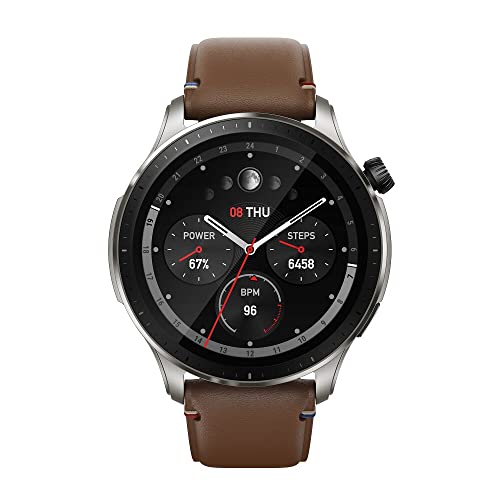 O relógio inteligente Amazfit GTR 4 A2166 tem GPS, rastreamento de passos, Alexa integrado, chamadas e mensagens de texto Bluetooth, duração da bateria de 14 dias (brown)