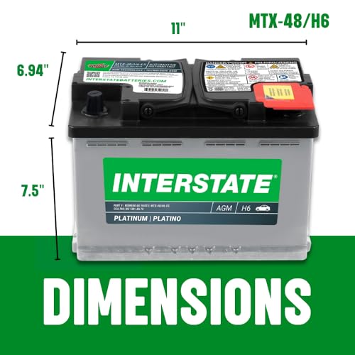 Image of Interstate Batteries Car Battery 12V 70Ah 760CCA Group H6, 48 AGM