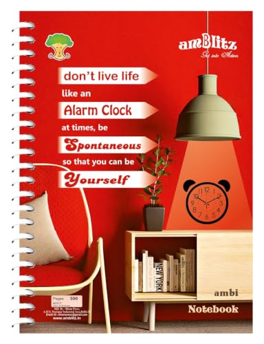 Image of amblitz Spiral Notebook | UnRuled | 500 Pages | A4 Size - 21 X 29.7 CM | 70 GSM Thick Paper | Notebook for Student