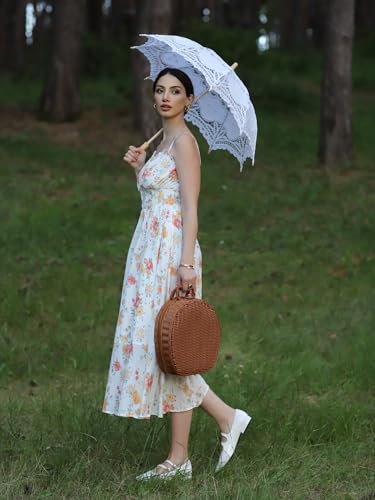 Image of Scarlet Darkness Summer Dresses for Women 2026 Floral Corset Dress Long Milkmaid Dress with Pocket