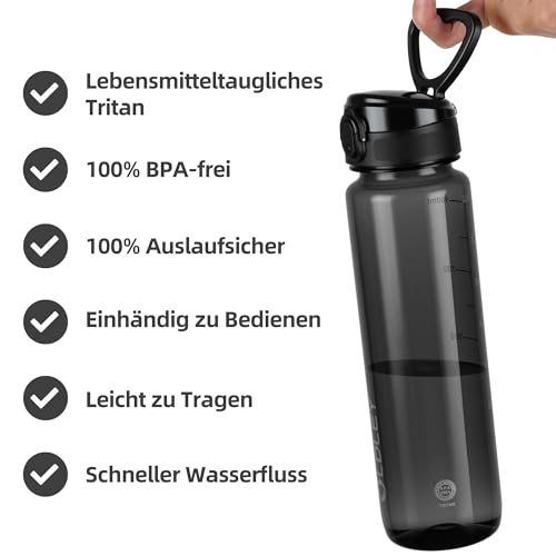 OLDLEY 1 Liter Wasserflaschen mit Sieb, BPA-freie, auslaufsichere Trinkflasche, leichte… – Ansicht 5