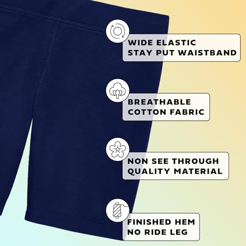 Andrew Scott Kids Girls Cotton Stretch Active Shorts | Bike Dance Yoga Gymnastics Shorts | Multi Packs & Colors4