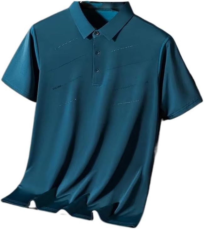 Men's Thin Loose Ice Silk Polo Shirt Short-Sleeved Lapel Casual Business T-Shirt