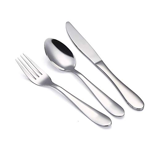 VANRA 3-Piece Children Flatware Set 1810 Stainless Steel Child Set Tableware Set Silver Cutlery Set Silverware Dinner Utensils for Kids Chrome Finished Fork Spoon Knife