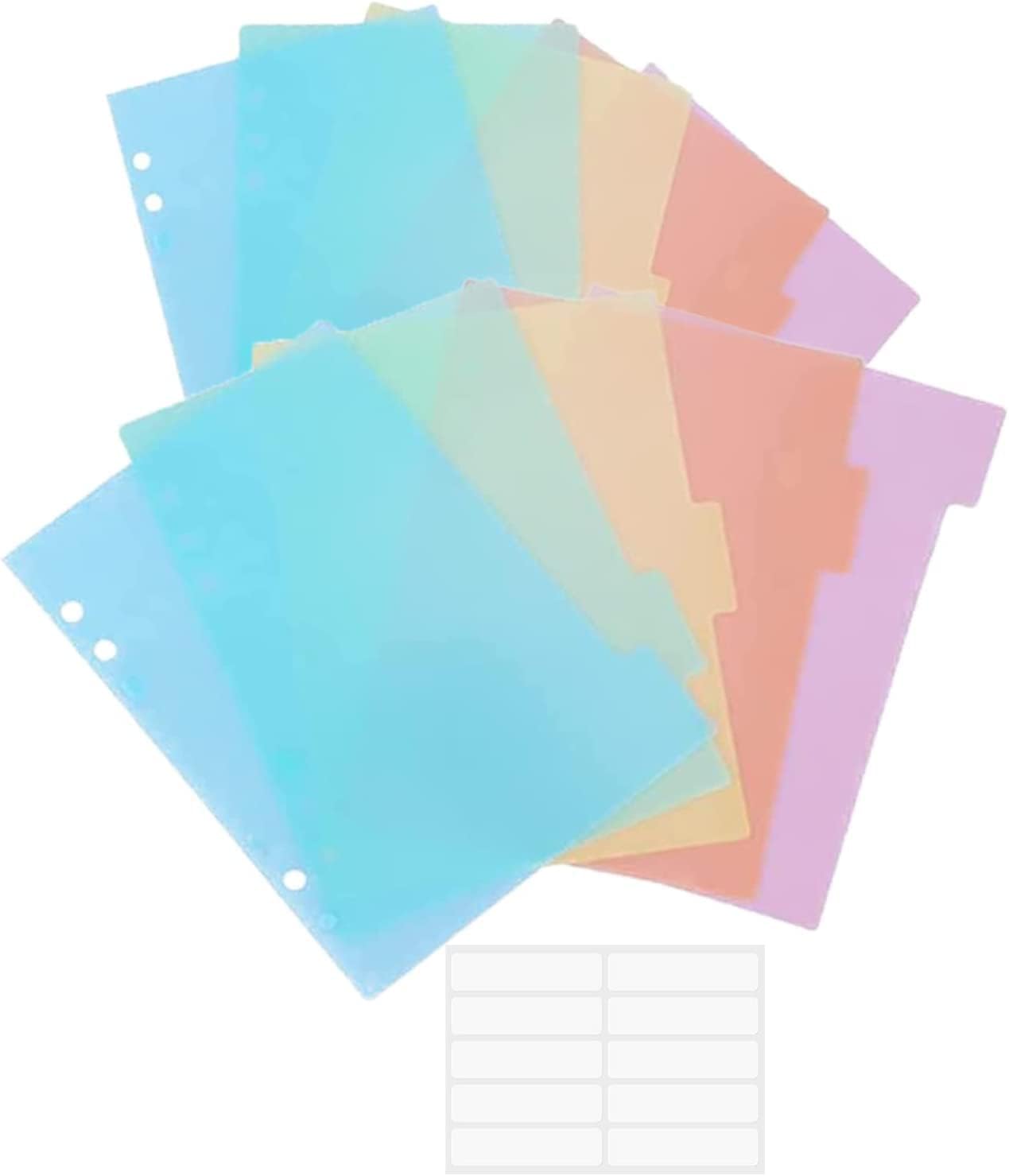 10PCS A5 Size Dividers for 6 Ring Binder,with Reinforced Edge and 10 Tabs,Paper Index Divider