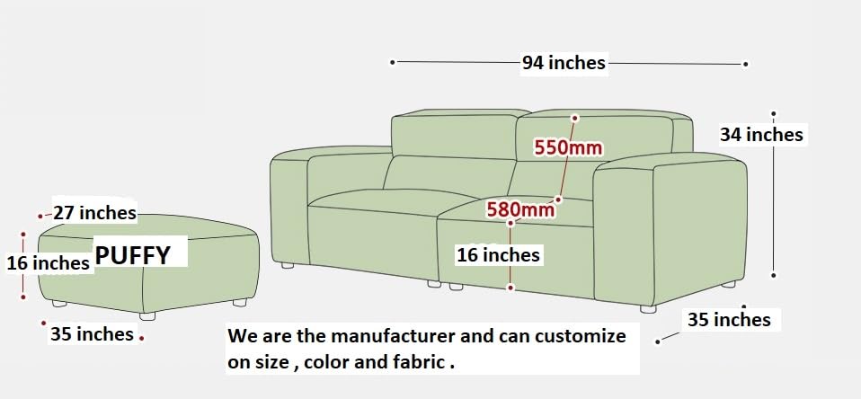 Image of Fabrique Georgia Leatherette 3 Seater Sturdy Look Sofa Set with Puffy | Premium Luxuries & Comfortable Furniture Perfect for Home Guests Office & Living Room | Wwith Moveable Headrest | Cement Grey1