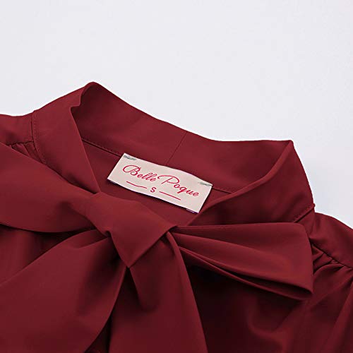 Image of Belle Poque Summer Short Sleeve Office Button Down Blouse Stripe Shirt Tops with Bow Tie BP573