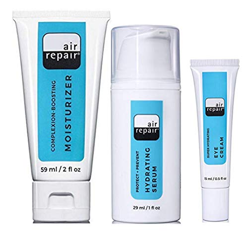 Air Repair Skincare Protect + Prevent Hydrating Serum, Super-Hydrating Eye Cream, Complexion Boosting Moisturizer Featuring Gute Carrying Bag (3 Piece Bundle)