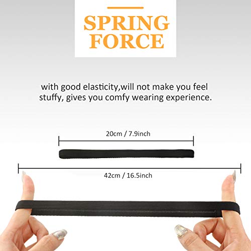 WILLBOND 12 Pcs Thin Sport Elastic Headband Non Slip Skinny Athletic Exercise Hairband Women Men Silicone Grip Hair Sweatband Yoga Workout Running Football Basketball Soccer Tennis(Black, White, Grey) by WILLBOND - Used condition - Image 3