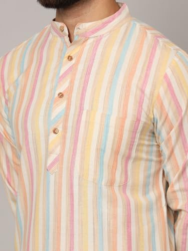 Image of LATEST CHIKAN Men's Cotton Regular Premium Long Kurta Full Sleeves - Casual Ethnic Wear