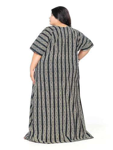 Image of Tout ENSEMLE Women's Cotton Printed Maxi Nighty - Plus Size Nightwear 3XL, Comfortable Lounge Dress for Ladies, Soft Breathable Sleepwear - Floral Design, Summer Night Gown