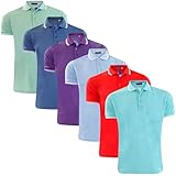 Gaffer Mens Polo Shirt Polos Tshirt Pique Pocket T Shirt Summer Ribbed Tipping Collar PK Tshirts Top Assorted - 6 Pack M