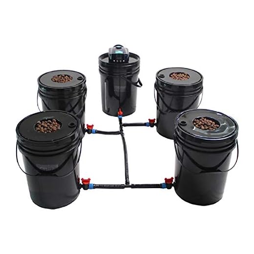 Grow1 Deep Water Culture Hydroponic System, 5 Gallon 4 Bucket DWC Kit + Reservoir Bucket, RDWC Hydroponic Kit