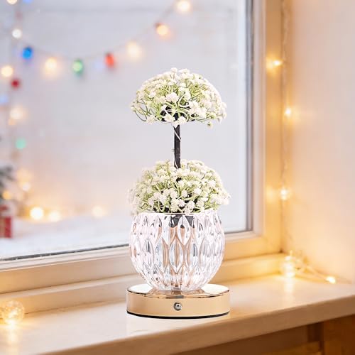 Image of Artificial Baby's Breath Flower Lamp Night Light for Bedroom Bar Coffee Shop Wedding Decor, Gifts for Women Mom Daughter Grandma Aunt Girlfriend Friend Birthday Christmas Valentines Mothers Day