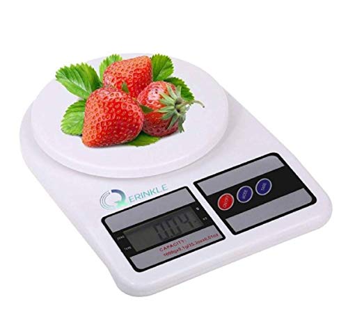 QERINKLE Digital Kitchen Weighing Machine Multipurpose Electronic Weight Scale with Backlit LCD Display for Measuring Food, Cake, Vegetable, Fruit (DESIGN 1) (ROUND)