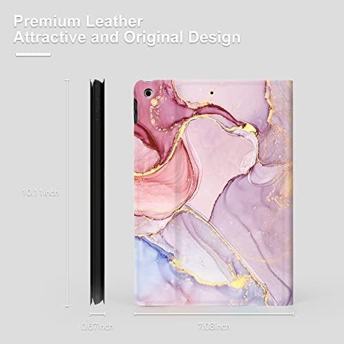 Cakoseran Case for ipad 10.2 inch 2021 / 2020 / 2019 , ipad 9th / 8th / 7th Generation Case Cover, Pu Leather with Soft TPU Back Full Protection, Auto Wake/Sleep, Adjustable Stand Angles(Pink Marble)