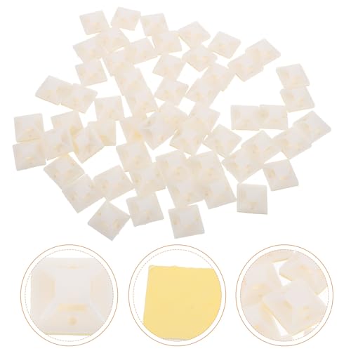 OSALADI 500 piezas soporte adhesivo para bridas 20x20 mm blanco para gestión y organización de cables en interiores miniatura 3