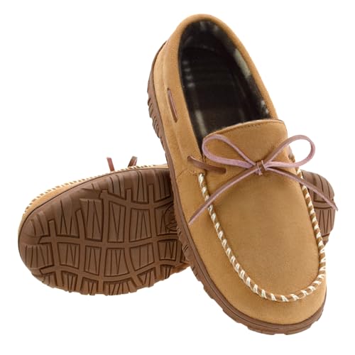 Vonair Mens Moccasin Slippers Indoor Outdoor Slip on Warm House Shoes Breathable Moccasins for Men 10 US Tan