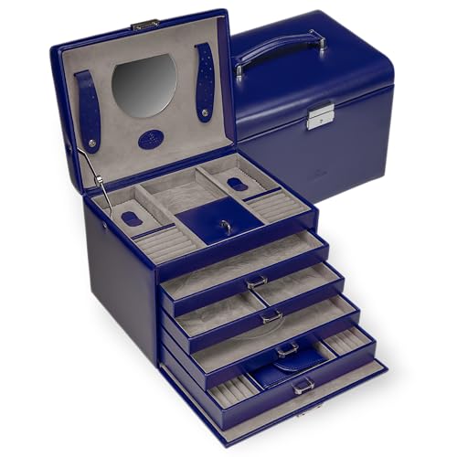 Windrose Schmuckkoffer mit integrierter Schmucktasche merino moda/dunkelblau