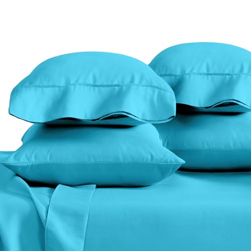 Image of Bare Home Microfiber Bulk Pillow Cases - Standard /Queen Size Set of 4 - Cooling Pillowcases - Double Brushed - Aqua Pillowcases 4 Pack - Easy Care (Standard - 4 Pack, Aqua)