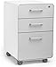 Poppin White + Light Gray Stow Rolling 3-Drawer File Cabinet, Available in 10 Colors, Legal/Letter