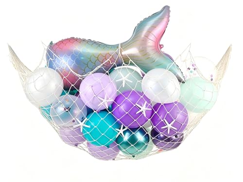 Angirlish 68 Pcs Mermaid Party Decoration Under The Sea Party Supplies- Mermaid Balloon Arch Fishing Net Tail Foil Balloon Starfish Decor for Ocean Theme Baby Shower Princess Birthday Party