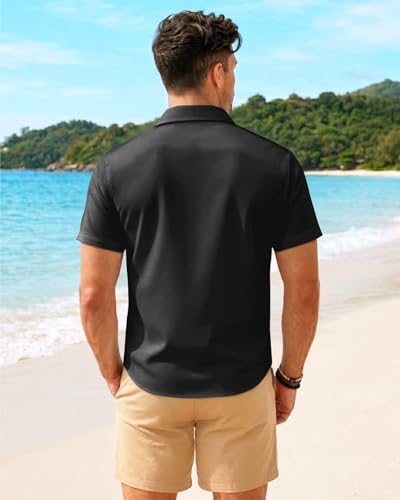 Image of 99TIMORO Fathers Film Button Down Shirt for Men, Funny Hawaiian Short Sleeve Top, Summer Beach Gifts