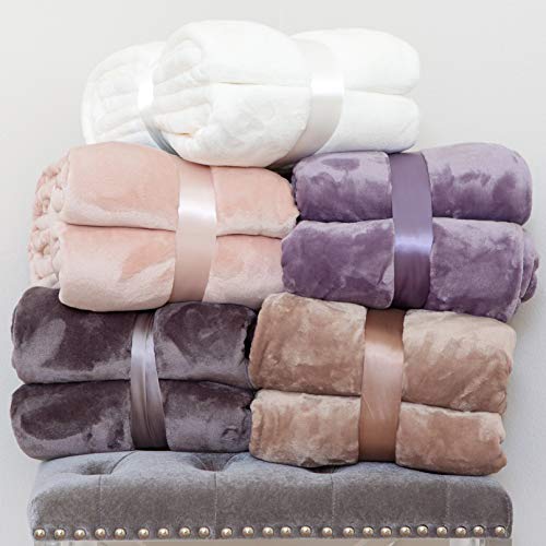 Kingole Flannel Fleece Microfiber Throw Blanket, Luxury Lavender Purple Queen Size Lightweight Cozy Couch Bed Super Soft And Warm Plush Solid Color 350Gsm (90 X 90 Inches) #TOP3