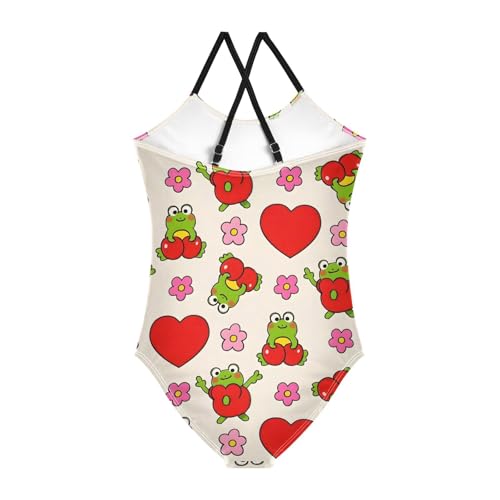 Frog Flower Girls One Piece Swimsuits Quick Dry Beach Swimwear Bathing Suit2