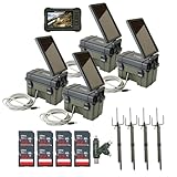 Stealth Cam HME Trail Camera 12V with Solar Auxiliary Power Pack (4-Pack) Bundle with 4X Memory Card Reader and Viewer, 4X Trail Camera Mount Stick, 8X 32GB Memory Card, and Card Reader (21 Items)