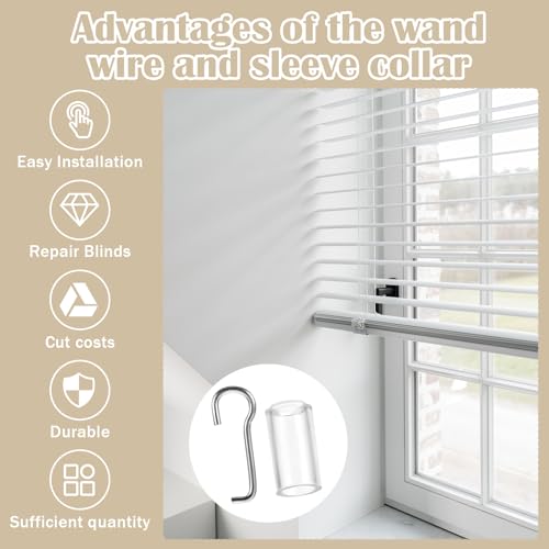 4 Set Horizontal Mini Blinds Wand Replacement Kit, Practical Convenient Replacement Blinds, Window Blind Repair Parts for Home Office Decor - Thumbnail 3