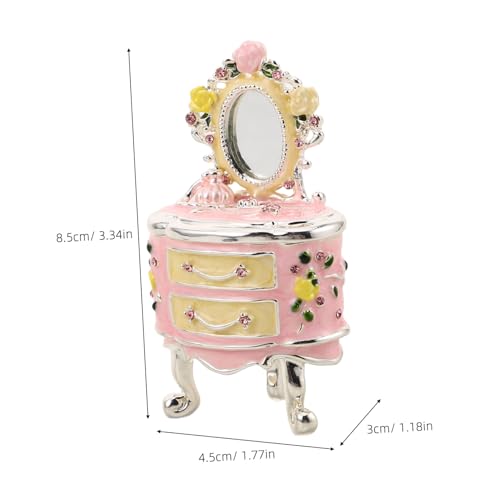 Boîte à bijoux émaillée vintage coffret décoratif rangement bijoux miroir - 3