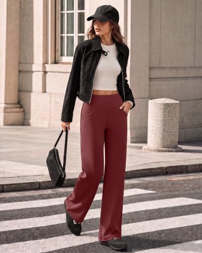 Image of Promover Wide Leg Pants for Woman Yoga Pants with Pockets Stretch