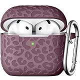 Picture of DGege Leopard Engraved AirPods 4 Case Cover 2024, Soft Silicone Protective Case for Women, Cute AirPod Case Accessories with Keychain (Smoke Violet)