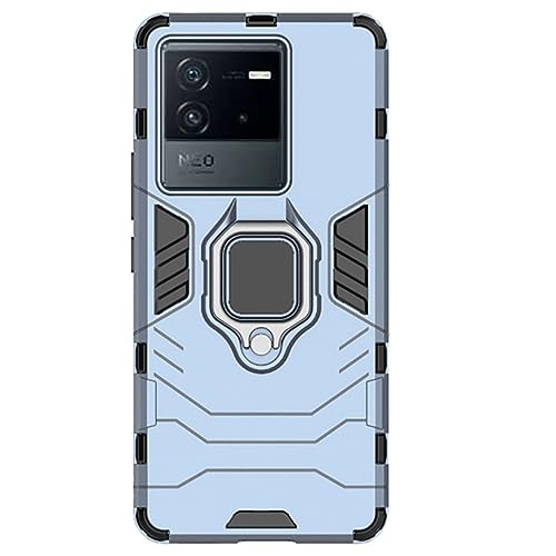 Image of Armor iQoo Neo 6 5G Defender Case | Rotating Ring Holder & Kickstand in-Built | Military Grade Armor | 360 Degree Protection Back Cover for iQoo Neo 6 5G (Blue)