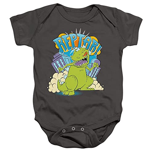 LOGOVISION Rugrats Reptar Stomp Unisex Infant Snap Suit for Baby, Charcoal, 12 Months