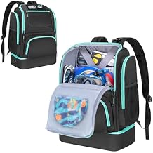 GOBUROS Swim Bag for Swimmers with Shoe Compartment, Swim Backpack for Men and Women, Swimming Bag with Multiple Pockets for Swim Gear Organization, Black
