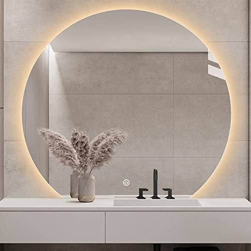 EMISOO 90cm ���ʏ� LED�~���[ ���~������ �Ǌ|���� �E�H�[���~���[ �Ɩ��t�� �t���[�����X�~���[ ��U�h�~ �o�b�N���C�g�o�X���[���~���[ 3 �F�����\ (Size : 90cm/36inch)