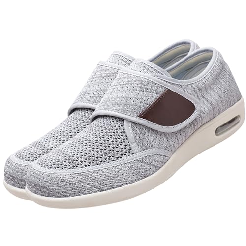 JTNZDAW Chaussures Orthopédiques Homme Extra Large chaussons pour œdème Patients diabétiques Dames Edema Swollen des Sandales Pieds Larges(LightGrey,43 EU)