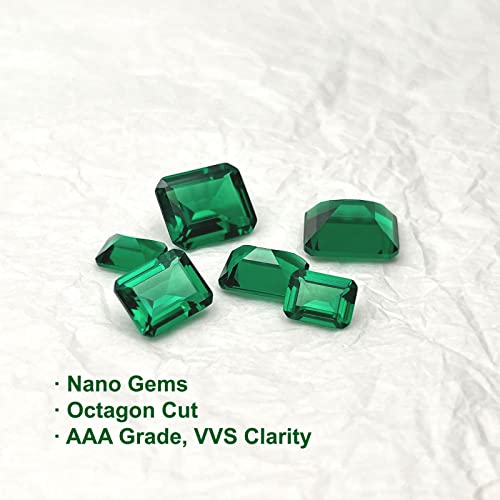 Gryrigns 2Pcs 5.8Cts Octagon Loose Imitative Emerald Stone 10X8Mm 3A Grade Vvs Clarity Nano Green Gemstone For Jewelry Making #TOP1