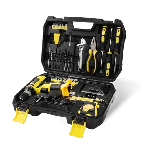 Kit de herramientas combinado 46 piezas con taladro inalámbrico 18V