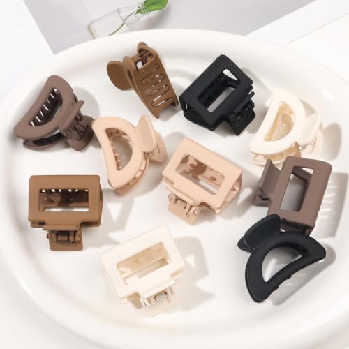 Image of 10 pcs Small Claw Clips for Women Girls, Mini Matte Hair Clips for Thin /Medium Hair, Nonslip Claw Clips for Short Hair Accessories, Cute Mini Hair Claw Clips for Fine Hair (2 Styles)