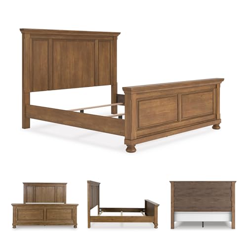 Image of Signature Design by Ashley King Panel Bed Frame, Brown Wood, Glarrison