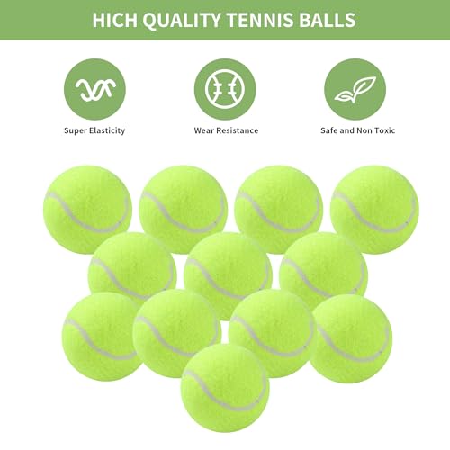 BUCOMTU Tennisbälle 12 Stück Tennisbäll Kinder Tennis Balls Sports Training Tennis Tennisball Hund Geeignet für Tennisunterricht, Schulen, Anfänger und Hundespaziergänge